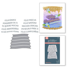 Cargar imagen en el visor de la galería, Spanish Sentiments BetterPress Plate & Die Set from the International Sentiments Collection