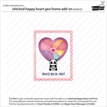 Cargar imagen en el visor de la galería, Stitched happy heart geo frame add-on - Lawn Fawn