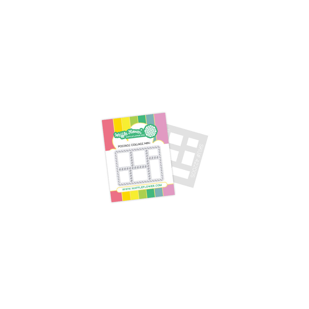 Postage Collage Miniature Die-n-stencil  - Waffle Flower