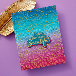 Peacock Motif 3D Embossing Folder from the Peacock Paradise Collection by Dawn Bibby