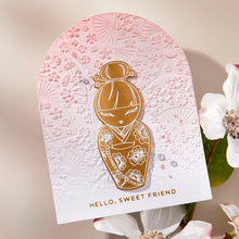 Cargar imagen en el visor de la galería, Floral Fans 3D Embossing Folder from the Spring in Kyoto Collection by Alex Syberia Designs
