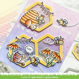 Honeycomb shaker gift tag -   Lawn Fawn