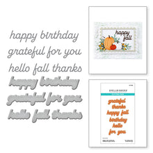 Cargar imagen en el visor de la galería, Happy Fall Sentiments Etched Dies - Independents Only World Cardmaking Day Exclusive
