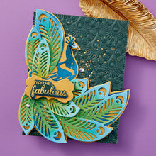 Cargar imagen en el visor de la galería, Peacock Motif 3D Embossing Folder from the Peacock Paradise Collection by Dawn Bibby
