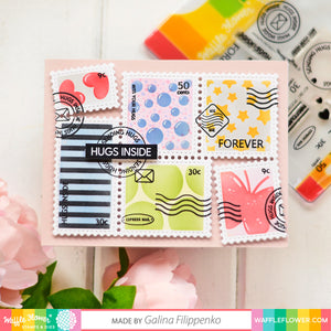 Postage Collage Coloring Stencil  - Waffle Flower