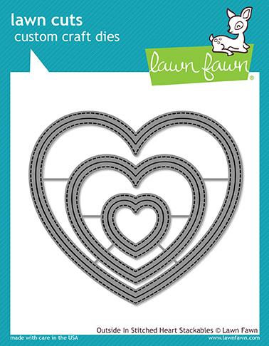 Outside in stitched heart stackables - Lawn Fawn