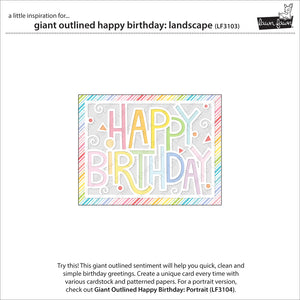 Giant outlined happy birthday: landscape- Lawn Fawn