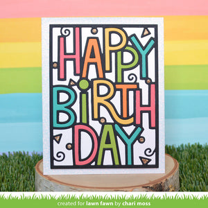 Giant outlined happy birthday: portrait- Lawn Fawn